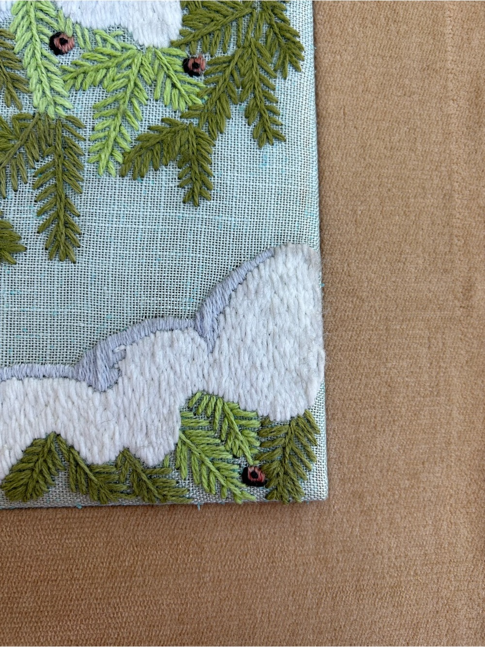 Vintage Art Crewel Owl Framed Embroidery Handmade Winter Cottagecore 18.5x23.5 - Picture 3 of 13